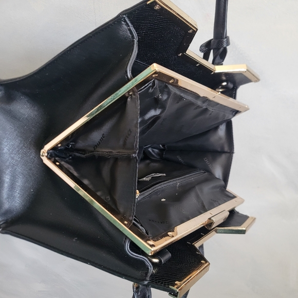 Dune London Black Vegan Leather Gold Top Handle Tote - Picture 6 of 13